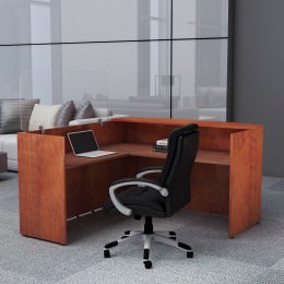 L Shaped Reception Desk with Plexiglass Panel