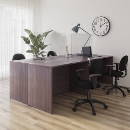 4 Person Workstation Desk with Acrylic Panels - Commerce Laminate