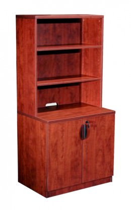 Two Door Storage Cabinet with Hutch - Commerce Laminate Series