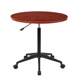Round Height Adjustable Table on Casters - Commerce Laminate Series