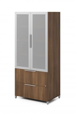 Vertical Storage Cabinet with Lateral File Drawers - Quad Series