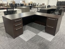Espresso L Shape Desk with Drawers