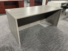 Gray Rectangular Desk with Grommets
