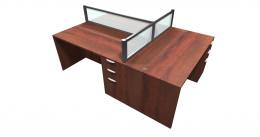 3 Person Desk with Privacy Desk Divider - Express Laminate Series
