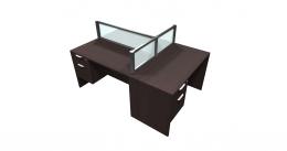 3 Person Workstation with Privacy Desk Divider - Express Laminate