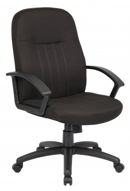 Mid Back Office Chair with Arms - LeatherPlus