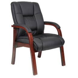 Midback Vinyl Chair with Wood Legs