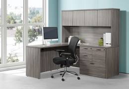 L Shaped Desk with Hutch and Drawers - Napa Series