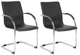 Set of 2 Chrome Base Vinyl Guest Chairs - 