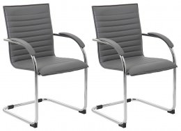 Set of 2 Grey Vinyl Waiting Room Chairs