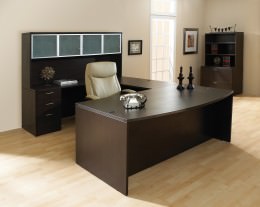 Bow Front U Shaped Desk with Storage - Napa Series