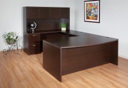 Bow Front U Shaped Desk with Hutch - Napa Series