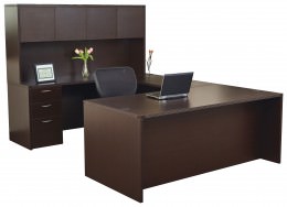 U Shaped Desk with Hutch and Drawers - Napa Series