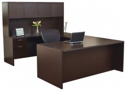 U Shaped Desk with Hutch and Drawers - Napa Series