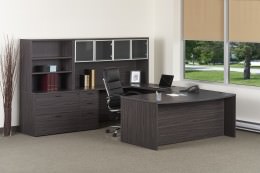 Bow Front U Shaped Desk with Storage - Napa Series