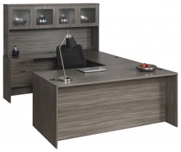 U Shaped Desk with Hutch and Drawers - Napa