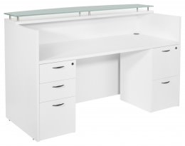 Reception Desk with Glass Counter and Drawers - Napa Series