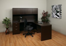 L Shaped Desk with Hutch and Drawers - Napa Series