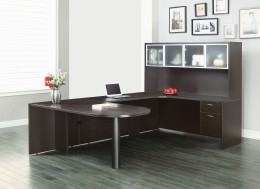 U Shaped Peninsula Desk with Hutch - Napa Series