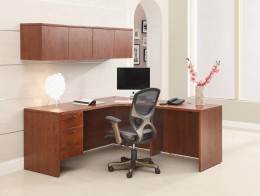 L Shaped Desk with Overhead Storage - Napa Series