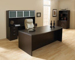 Bow Front Desk and Credenza with Storage - Napa Series