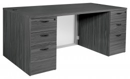 Double Pedestal Desk with Stepped Modesty Panel - Napa