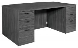 Double Pedestal Bow Front Desk with Stepped Modesty Panel - Napa
