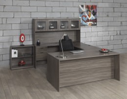 U Shaped Desk with Hutch and Bookcase - Napa Series