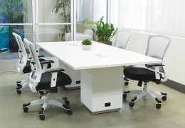 Rectangular Cube Base Conference Table with Power - Tuxedo Series