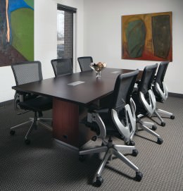 Rectangular Cube Base Conference Table with Power - Tuxedo