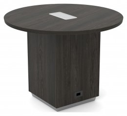 Round Conference Table with Power - Tuxedo Series