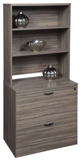 2 Drawer Lateral File Cabinet with Hutch - Lodi Series