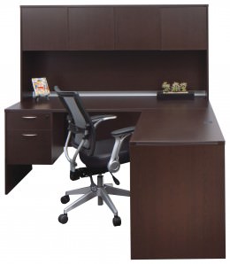 L Shaped Desk with Hutch and Drawers - Lodi Series