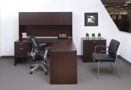 L Shaped Desk with Hutch and File Cabinet - Lodi Series