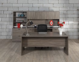 Rectangular Desk and Credenza with Storage - Lodi Series