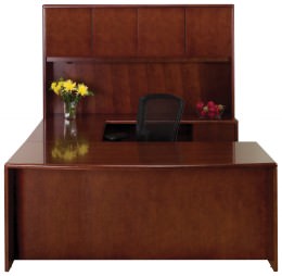 Bow Front U Shaped Desk with Hutch - Sonoma