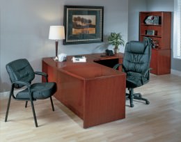 Bow Front L Shaped Desk with Storage - Sonoma Series