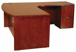 Bow Front L Shaped Desk with Drawers - Kenwood Series