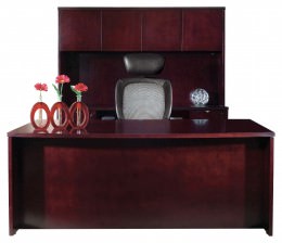 Bow Front Desk and Credenza with Hutch - Kenwood Series