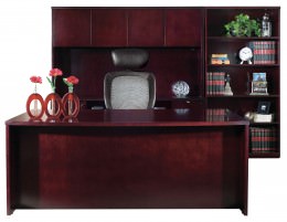 Bow Front Desk and Credenza Set with Storage - Kenwood Series