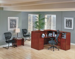 L Shaped Reception Desk with Drawers - Sonoma Series