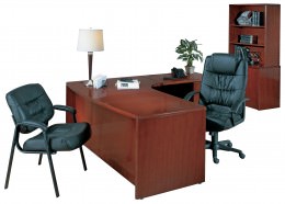 Bow Front L Shaped Desk with Storage - Sonoma Series