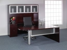 U Shaped Peninsula Desk with Hutch - Kenwood Series