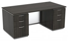 Double Pedestal Desk with Glass Modesty Panel - Tuxedo