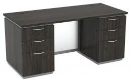 Double Pedestal Desk with Glass Modesty Panel - Tuxedo