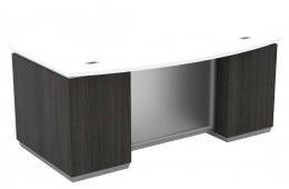 Bow Front Desk with Glass Modesty Panel - Tuxedo