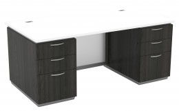 Double Pedestal Desk with Glass Modesty Panel - Tuxedo Series