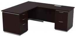 L Shaped Desk with Drawers and Power - Tuxedo Series