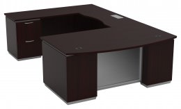 Bow Front U Shape Desk with Drawers and Power - Tuxedo