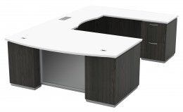 Bow Front U Shape Desk with Drawers and Power - Tuxedo